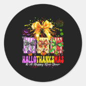 Womens Hallothanksmas &amp; A Happy New Years Eve  Ronde Sticker (Voorkant)