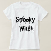 Women's Halloween Black and White Spooky Witch T-shirt (Design voorkant)
