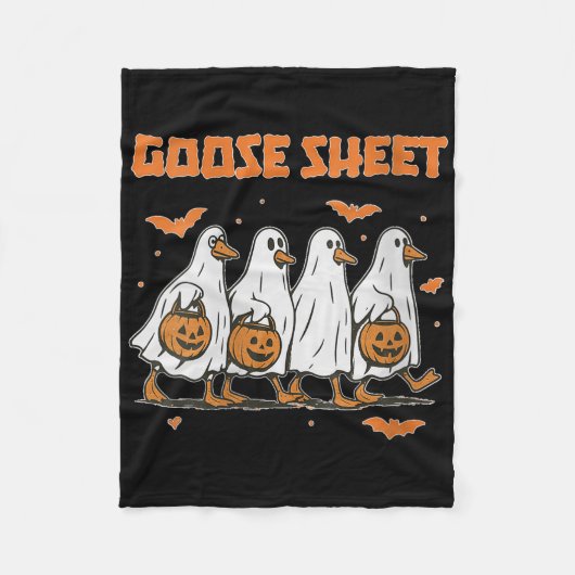 Womens Halloween Fall Goose Sheet Ghost Floral Aut Fleece Deken (Voorkant)