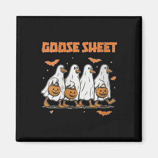 Womens Halloween Fall Goose Sheet Ghost Floral Aut Magneet