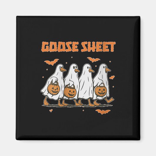Womens Halloween Fall Goose Sheet Ghost Floral Aut Magneet (Voorkant)