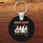 Womens Halloween Fall Goose Sheet Ghost Floral Aut Sleutelhanger (Voorkant)