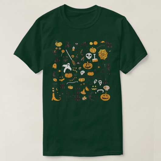 Womens Halloween Little Doodles, Pumpkin Witch Gho T-shirt (Design voorkant)
