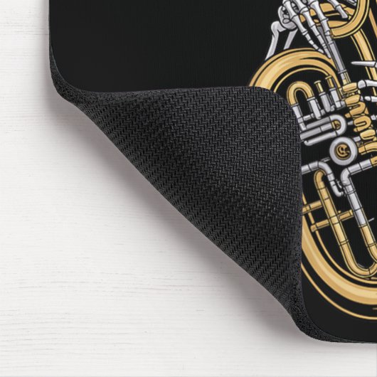 Womens Halloween Skeleton Tuba Tubist V-neck  Muismat (Hoek)