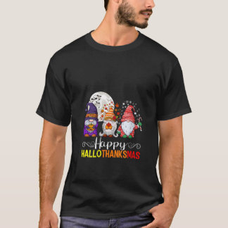 Womens Halloween Thanksgiving Christmas Happy Hall T-shirt