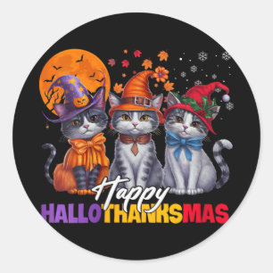 Womens Halloween Thanksgiving Happy Hall Ronde Sticker