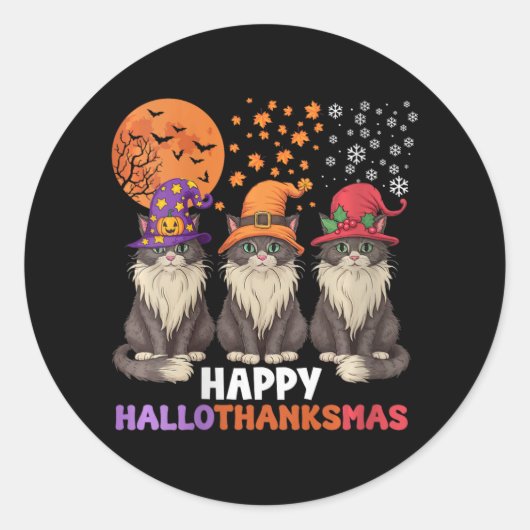 Womens Halloween Thanksgiving Happy Hall Ronde Sticker (Voorkant)