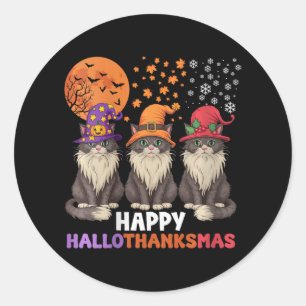 Womens Halloween Thanksgiving Happy Hall Ronde Sticker