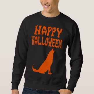 Womens Halloween Wolf Hallow Graveyard Pumpkin Trui