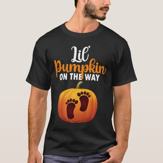 Womens Halloween Zwangerschap Lil' pompoen onderwe T-shirt (Voorkant)