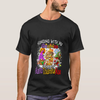 Womens Hanging with my Gnomies Happy Hallothanksma T-shirt