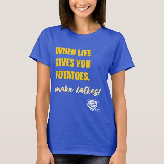 Women's Hanukkah Shirt - "Make latkes" (Voorkant)