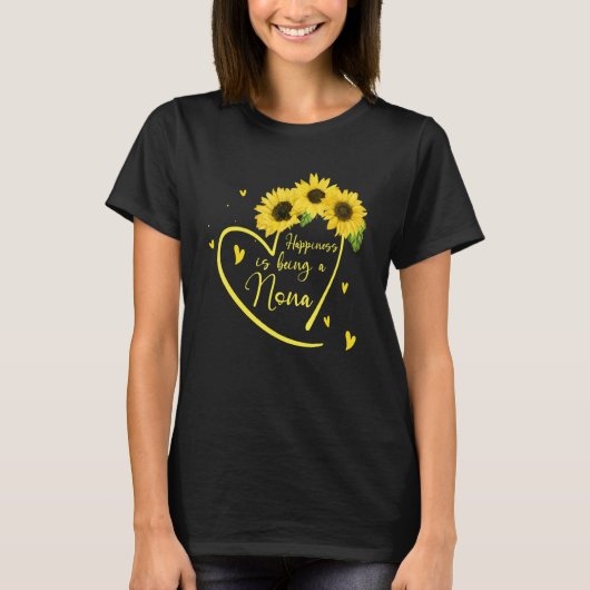 Womens Happiness Is Being A Nona Sunflower T-shirt (Voorkant)