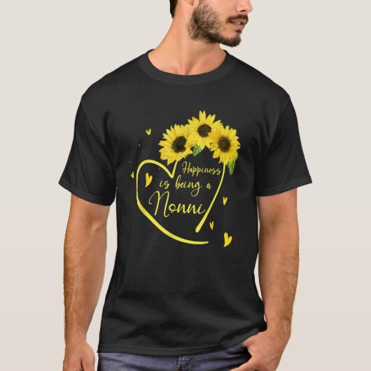 Womens Happiness Is Being A Nonni Sunflower T-shirt (Voorkant)