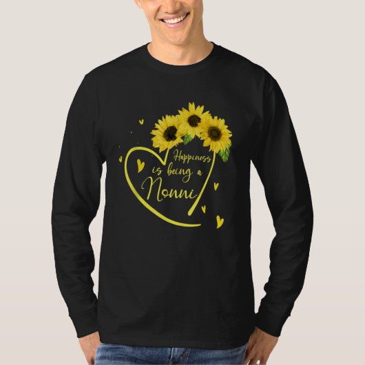 Womens Happiness Is Being A Nonni Sunflower T-shirt (Voorkant)
