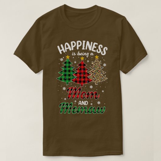 Womens Happiness is een moeder en Memaw Leopard T-shirt (Design voorkant)