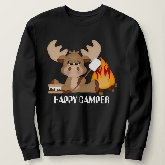 Womens Happy Camper Moose sweatshirt (Design voorkant)