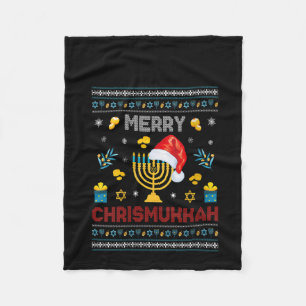 Womens Happy Chrismukkah Funny Hanukkah Kerstmis Fleece Deken