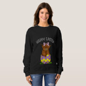 Womens Happy Easter Scottish Highland Koe Shirt Ea (Voorkant volledig)