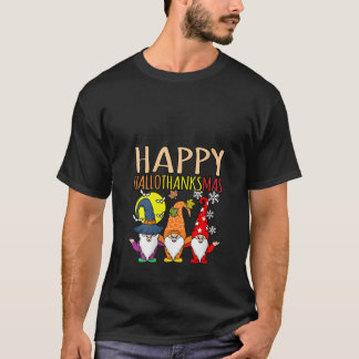 Womens Happy Hallothanksmas Christmas Halloween Th T-shirt