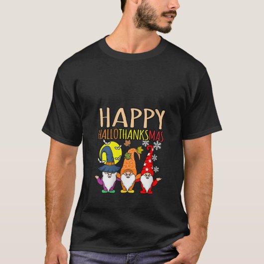 Womens Happy Hallothanksmas Christmas Halloween Th T-shirt (Voorkant)