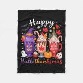 Womens Happy Hallothanksmas Coffee Lover Halloween Fleece Deken (Voorkant)
