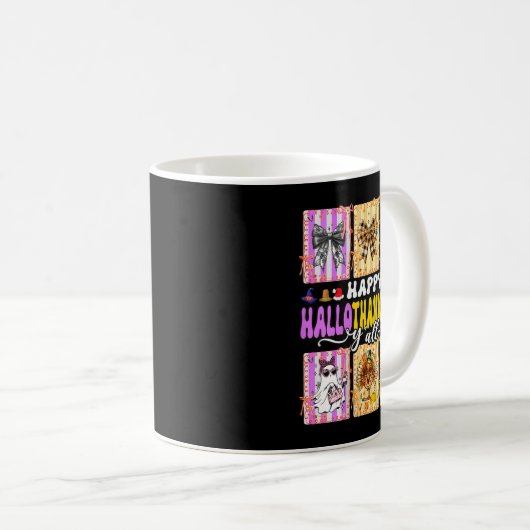 Womens Happy Hallothanksmas Y’all Funny Holiday Ma Koffiemok (Voorkant rechts)