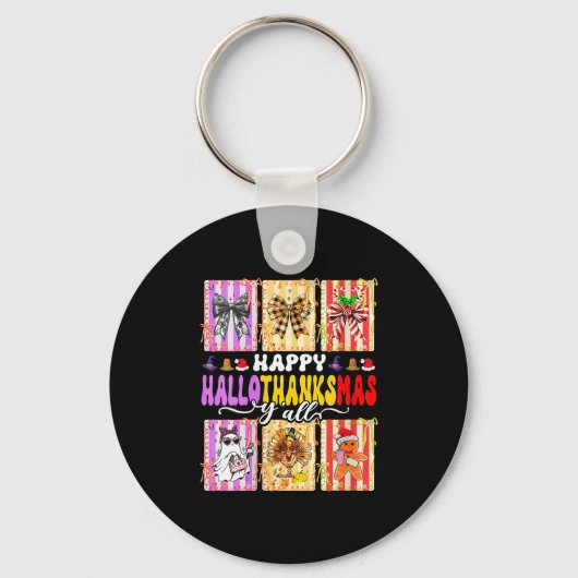 Womens Happy Hallothanksmas Y’all Funny Holiday Ma Sleutelhanger (Voorkant)