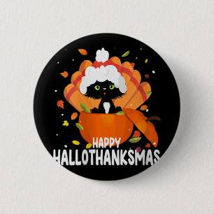 Womens Happy Hanksmas Halloween Thanksgiving Ronde Button 5,7 Cm