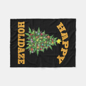 Womens Happy Holidaze Funny Weed Christmas Stoner  Fleece Deken (Voorkant (Horizontaal))