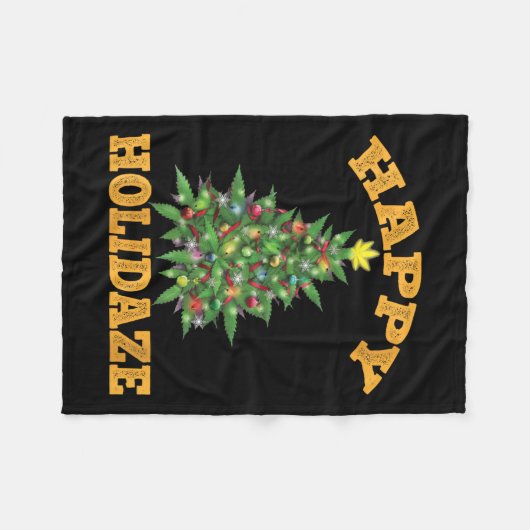 Womens Happy Holidaze Funny Weed Christmas Stoner  Fleece Deken (Voorkant (Horizontaal))