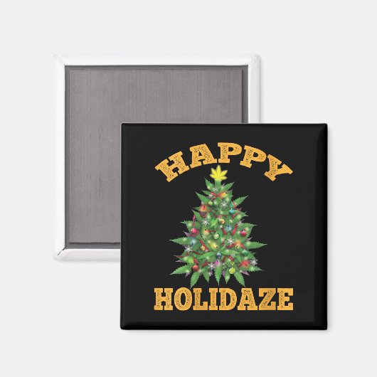 Womens Happy Holidaze Funny Weed Christmas Stoner  Magneet (Voorkant / Achterkant)