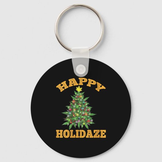 Womens Happy Holidaze Funny Weed Christmas Stoner  Sleutelhanger (Voorkant)