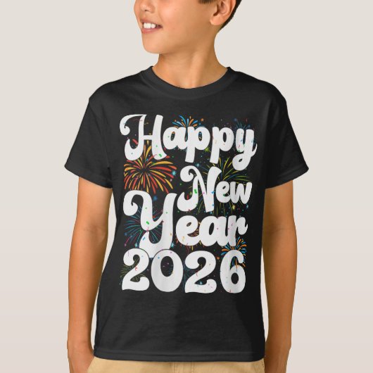 Womens Happy New Year 2026 Nye Fireworks Cool New T-shirt (Voorkant)