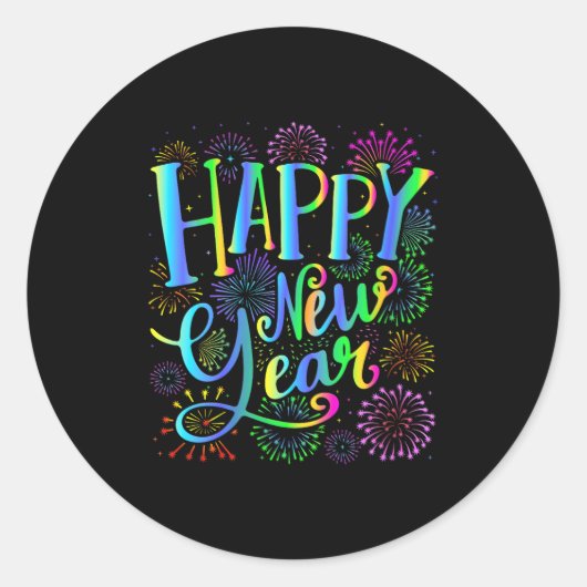 Womens Happy New Year 2026 V-neck Ronde Sticker (Voorkant)