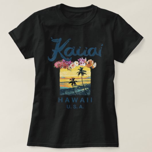Womens Hawaii Kauai  Hawaiian Surfing Retro T-shirt (Design voorkant)