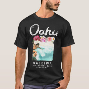 Womens Hawaii North Shore Oahu Haleiwa Surfing Vin T-shirt