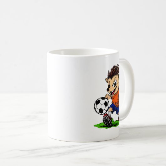 Womens Hedgehog Footballer V-neck  Koffiemok (Voorkant rechts)