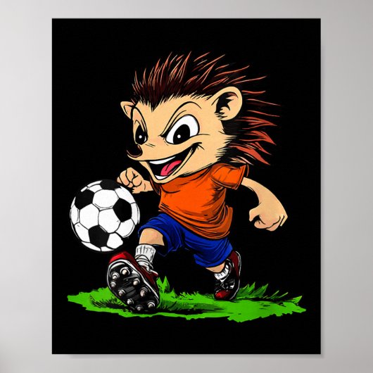 Womens Hedgehog Footballer V-neck Poster (Voorkant)