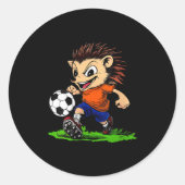 Womens Hedgehog Footballer V-neck  Ronde Sticker (Voorkant)