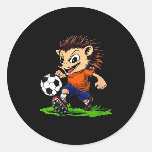 Womens Hedgehog Footballer V-neck  Ronde Sticker (Voorkant)