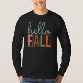 Womens Hello Fall Retro Autumn  Fall T-shirt (Voorkant)