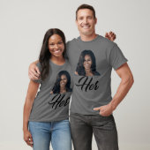 Womens Her Michelle Obama Blue Small Classic Fit V T-shirt (Unisex)