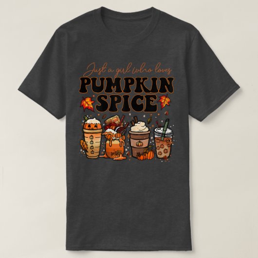 Womens Herfst Coffee Pumpkin Spice Latte Iced Warm T-shirt (Design voorkant)
