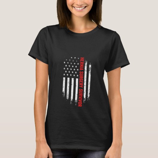 Womens Hernia Surgery Amerikaanse vlag Recov T-shirt (Voorkant)