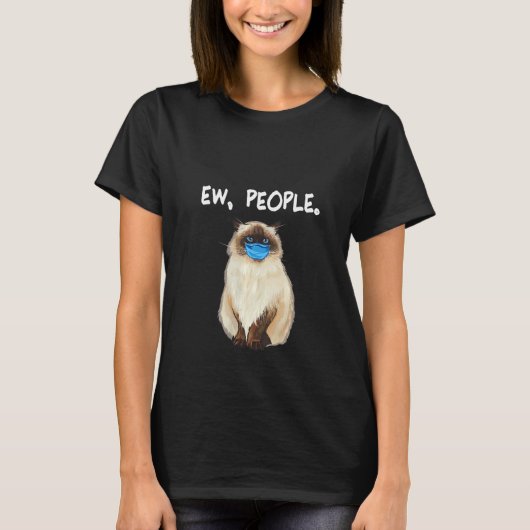 Womens Himalayan Ew People Cat Wearing Face Mask T-shirt (Voorkant)