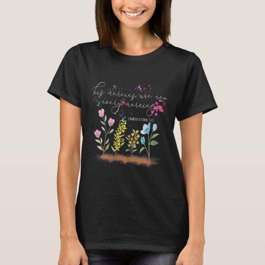 Womens His Mercies Are New Every Morning Religious T-shirt (Voorkant)
