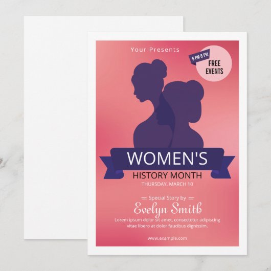 Women's History Maand Uitnodiging Flyer (Voorkant / Achterkant)