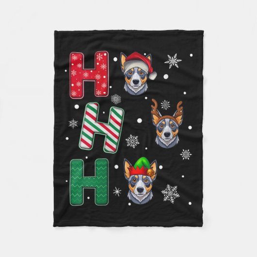 Womens Ho Ho Ho Blue Heeler Dog Matching Christmas Fleece Deken (Voorkant)