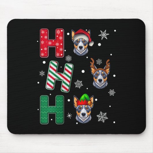 Womens Ho Ho Ho Blue Heeler Dog Matching Christmas Muismat (Voorkant)